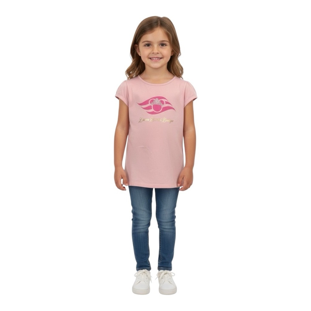 Disney Cruise Line Girl’s Bibbidi Bobbidi Boutique Pink Rhinestone Tee XS